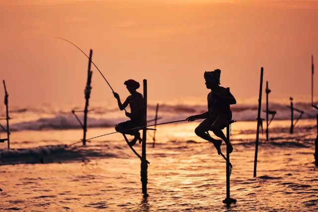 Rybáři v Galle, Srí Lanka